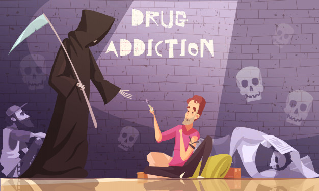 Drug Addiction Horizontal Illustration 1284 23891 | Lexotani